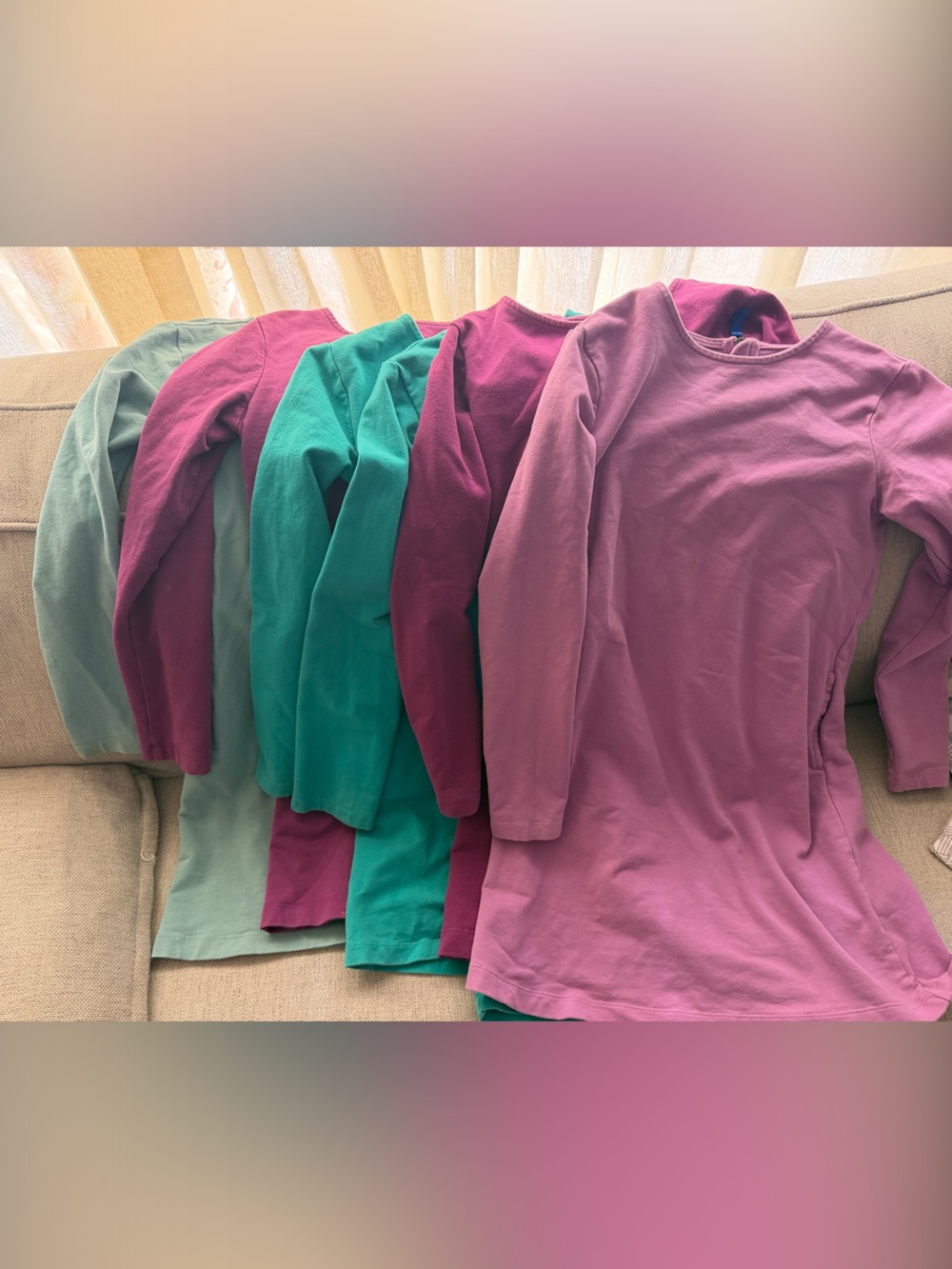 Primary Girls Long Sleeve Dress - 6 Dresses in Pink & Teal